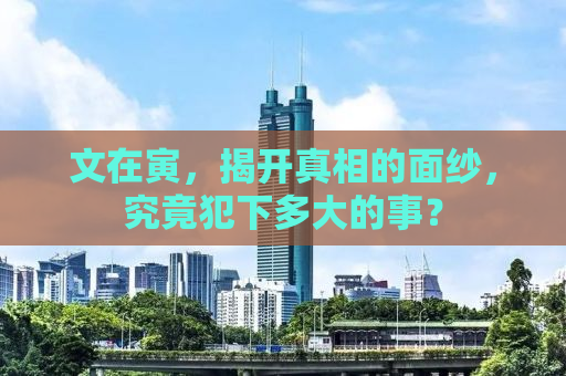 文在寅，揭开真相的面纱，究竟犯下多大的事？