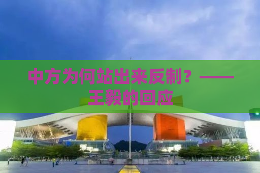 中方为何站出来反制？——王毅的回应