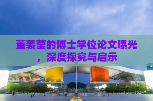 董袭莹的博士学位论文曝光，深度探究与启示